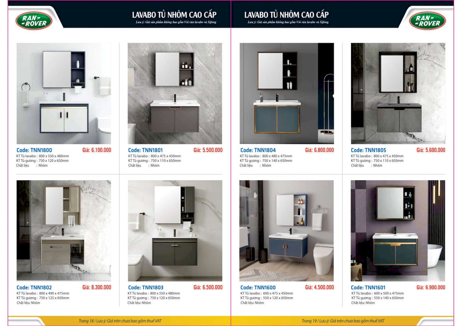 Thiết bị vệ sinh RANROVER Catalogue và Bảng giá mới nhất /Page 10